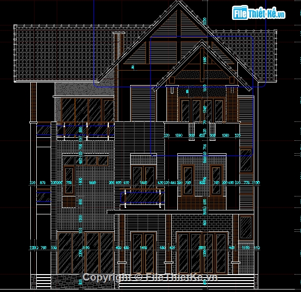 File thiết kế,biệt thự 3 tầng,biệt thự 4 tầng,biệt thự 3 tầng kích thước 2.2x14.7m